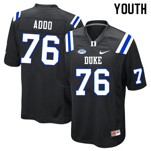 Youth #76 Peace Addo Duke Blue Devils College Football Jerseys Sale-Black - Click Image to Close